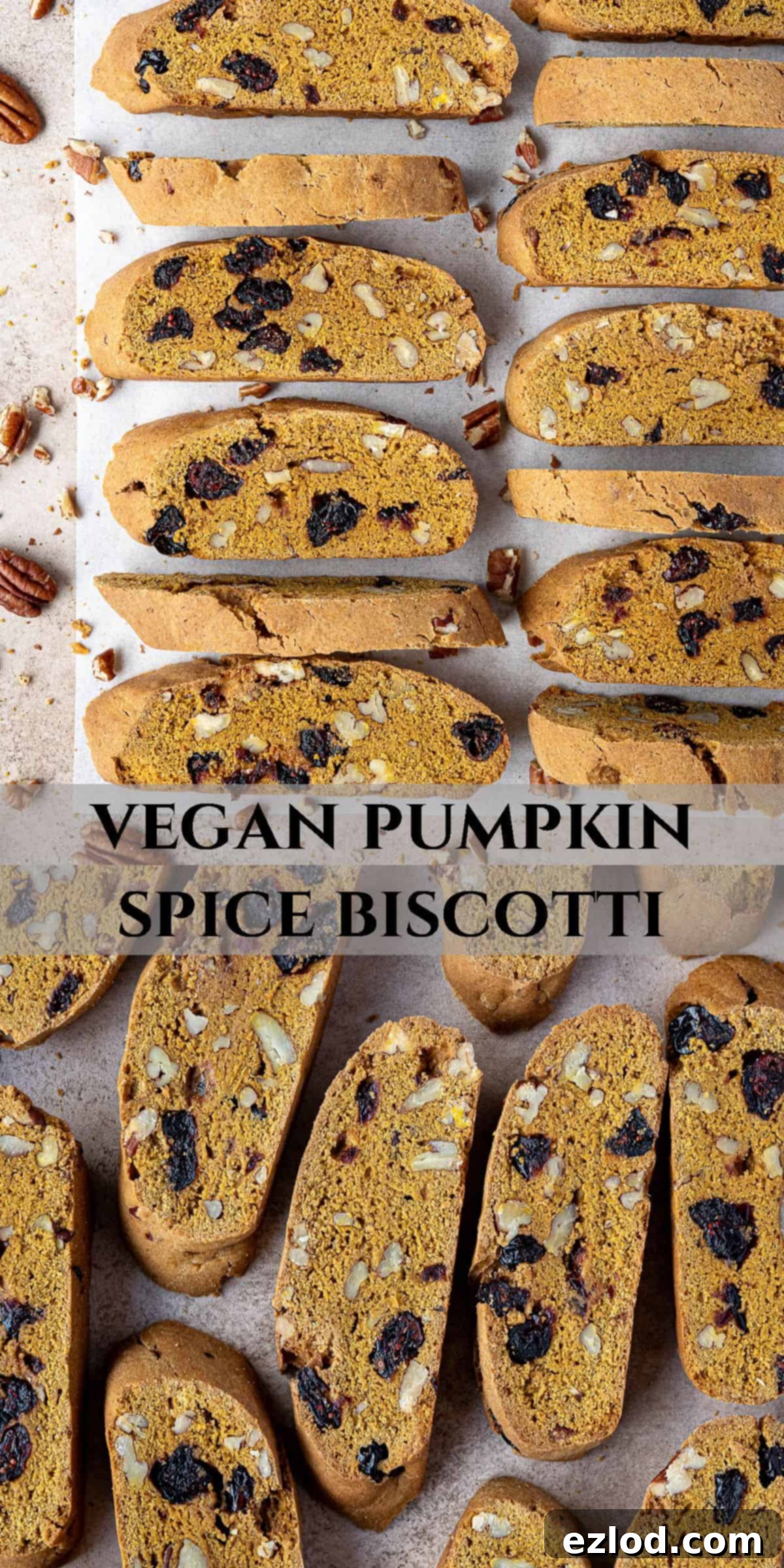 Pinterest collage featuring various images of vegan pumpkin biscotti, perfect for sharing on social media.