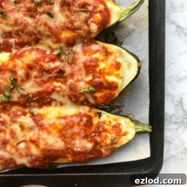 Low Carb Lasagna Stuffed Zucchini Boats