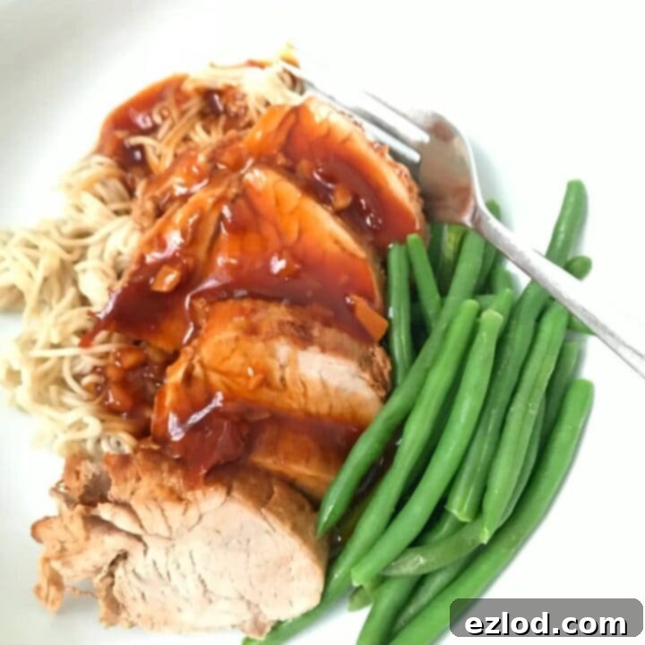Instant Pot Asian Pork Tenderloin with rice and green beans