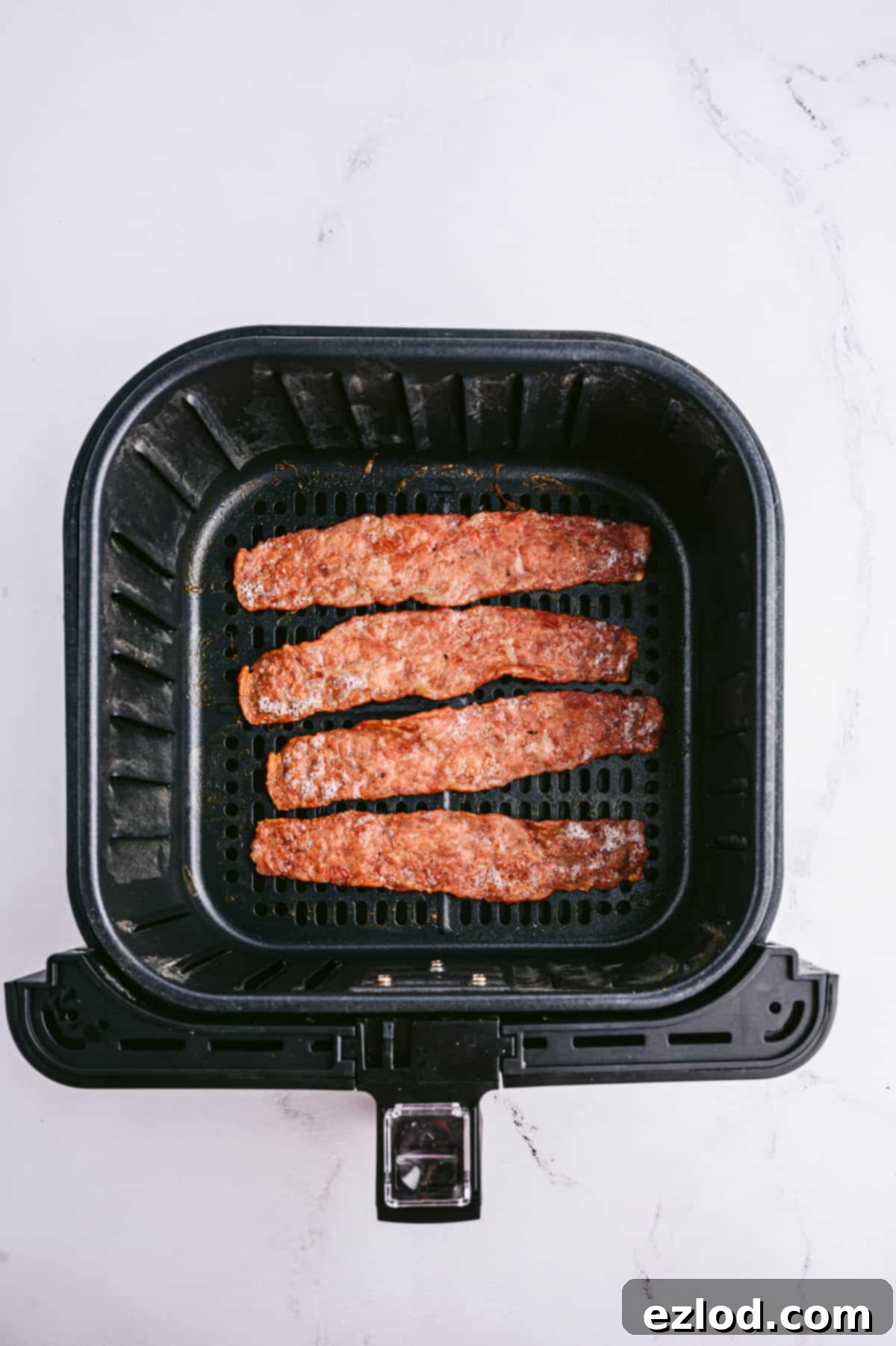 Crispy Air Fryer Turkey Bacon 5 Crispy turkey bacon in an air fryer