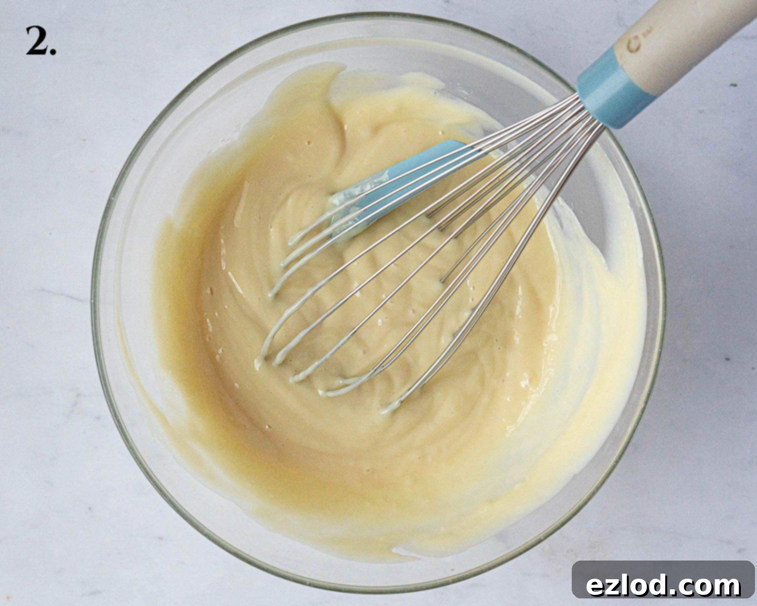Step 2, the white chocolate with the yoogurt added.