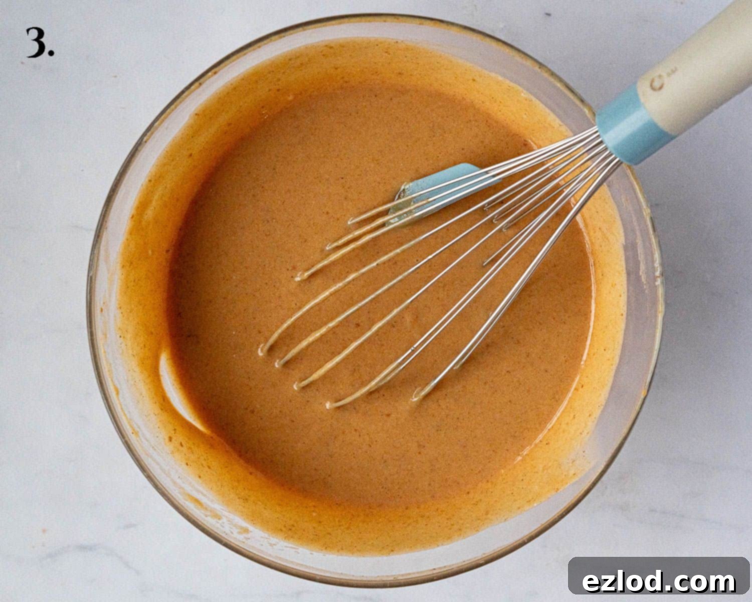 Step 3, the white chocolate mixture with the added pumpkin.