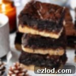 Festive Vegan Mince Pie Brownies 16 A stack of vegan mince pie brownies.