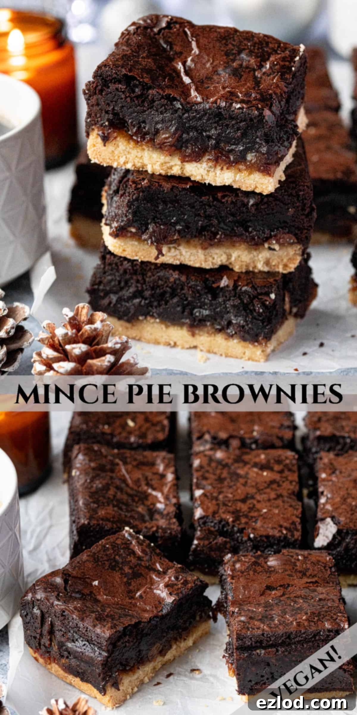 Festive Vegan Mince Pie Brownies 17 Pinterest collage image.