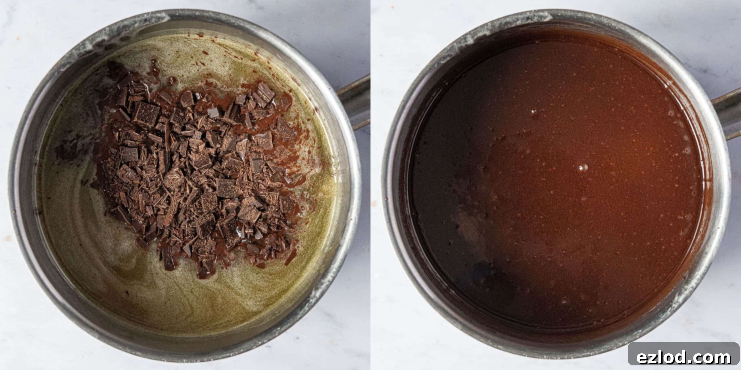 Festive Vegan Mince Pie Brownies 9 Step 5, a two image collage of adding the chopped chocolate.