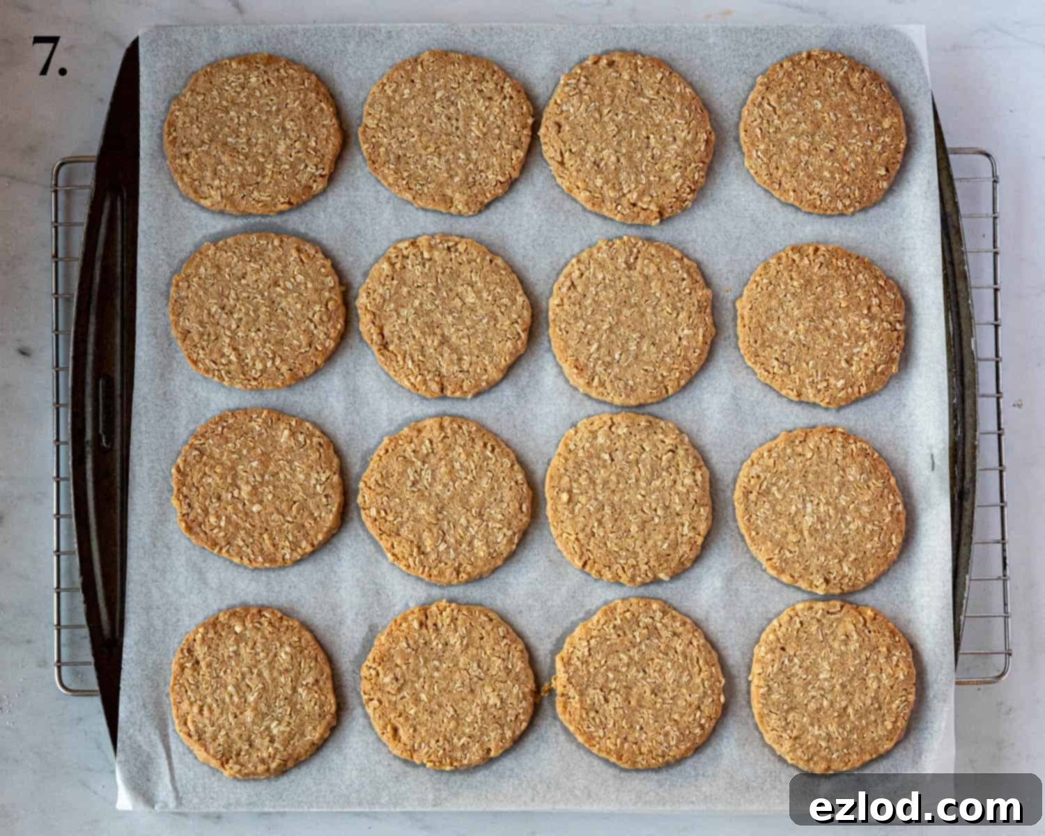 Step 7, the baked biscuits ona baking sheet.