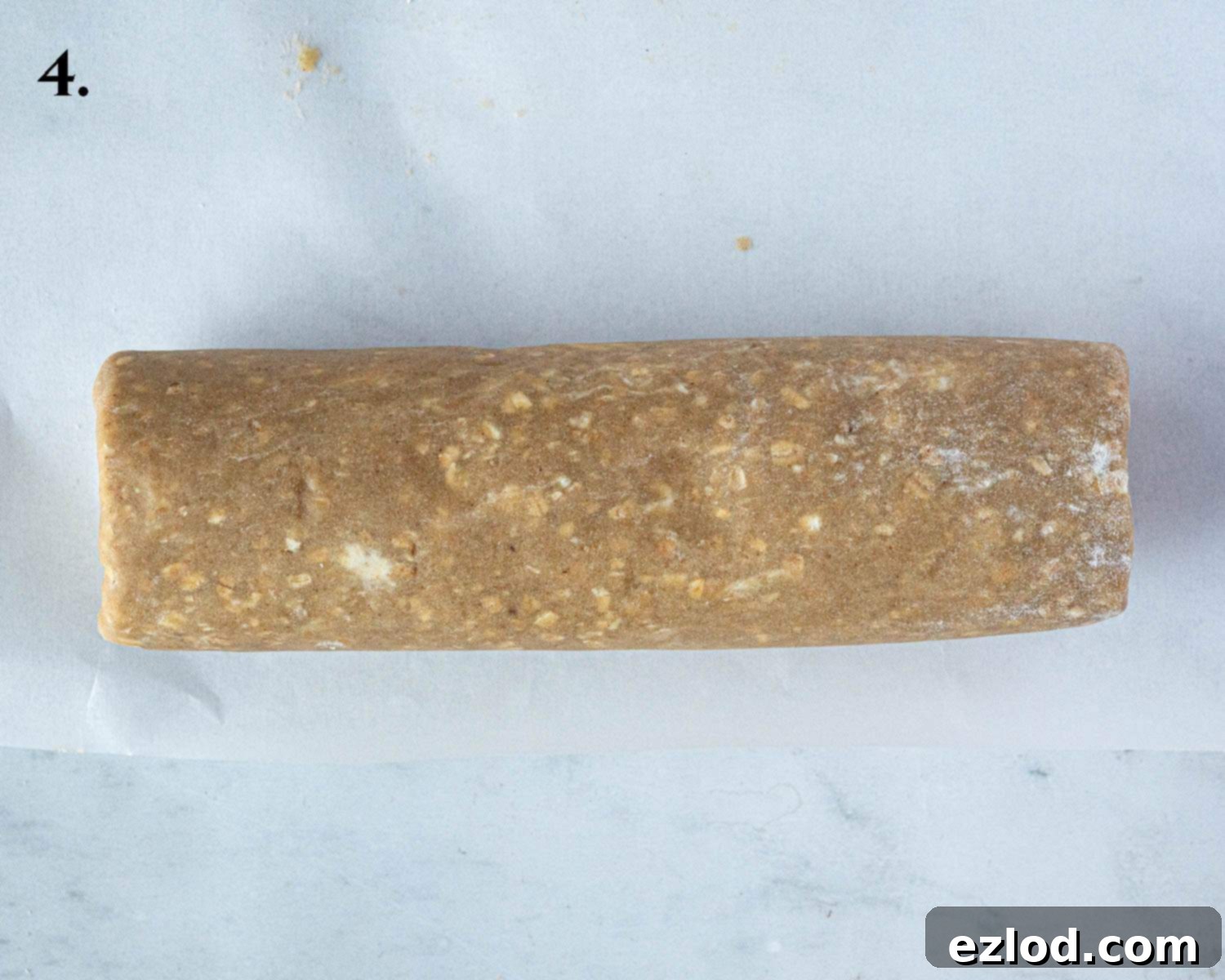 Step 4, the dough shaped into a log.