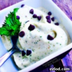 Healthy Mint Chip Banana Ice Cream, served with a spoon