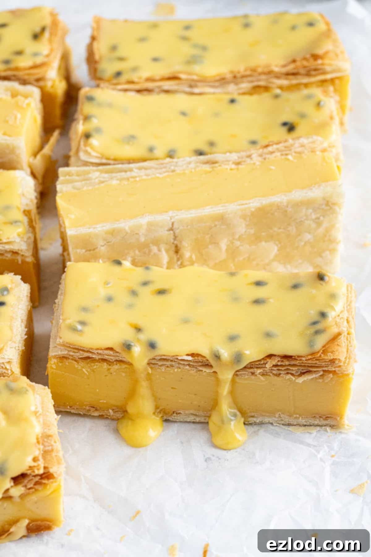 Close up of the vegan vanilla slices.