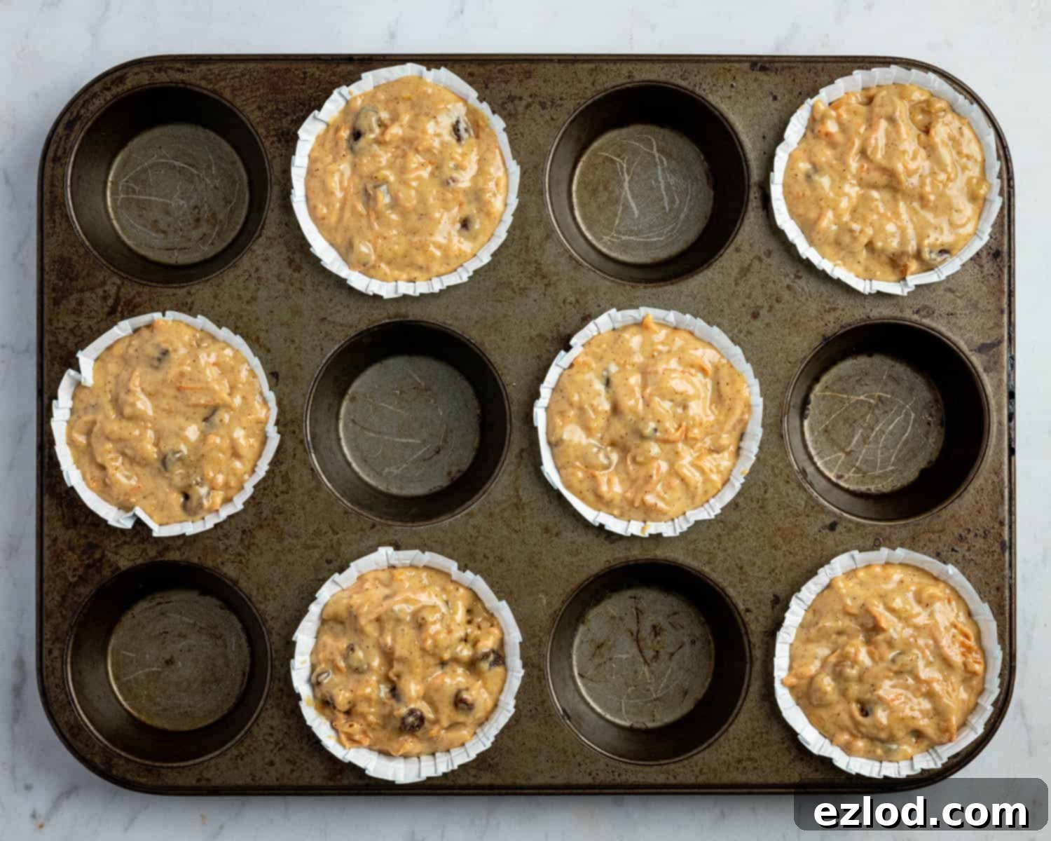 Perfectly Moist Vegan Carrot Muffins 9 Step 5, the muffins before baking.