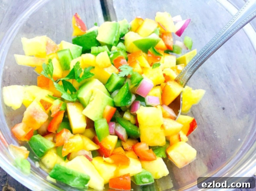 Homemade Peach and Pineapple Salsa, vibrant and fresh