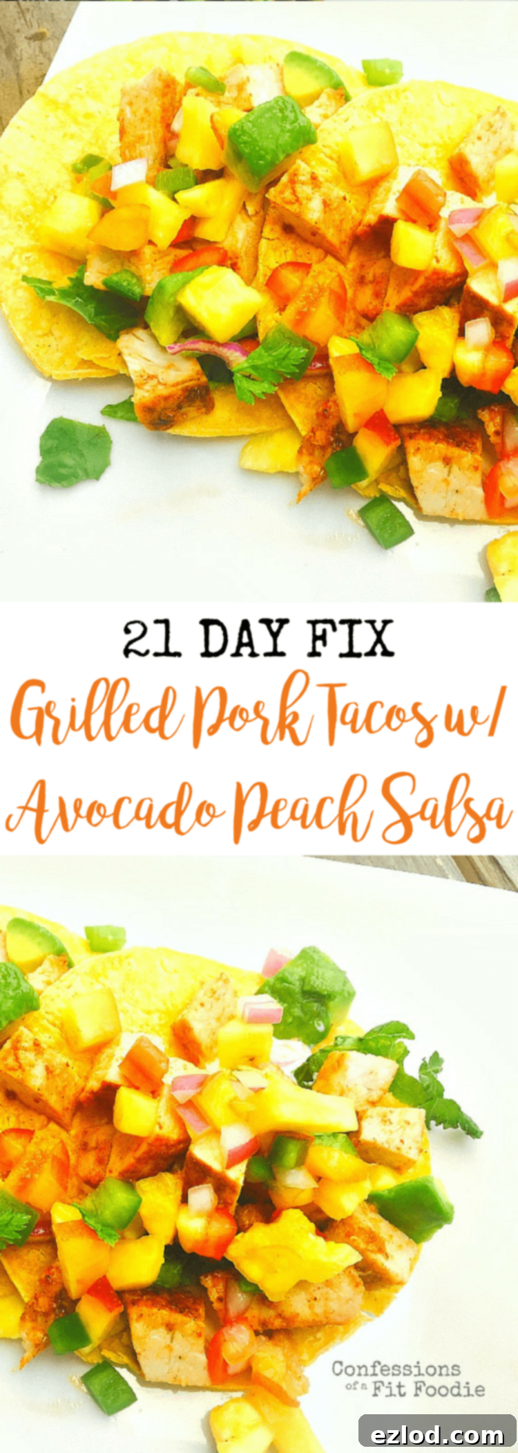 21 Day Fix Grilled Pork Tacos with Avocado Peach Salsa | Confessions of a Fit Foodie