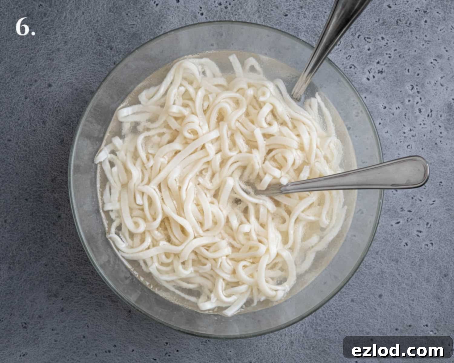 Step 6, the noodles soaking in a bowl.