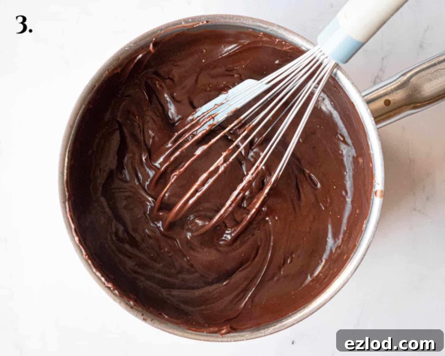 Step 3, the pastry cream with the butter and chocolate added.