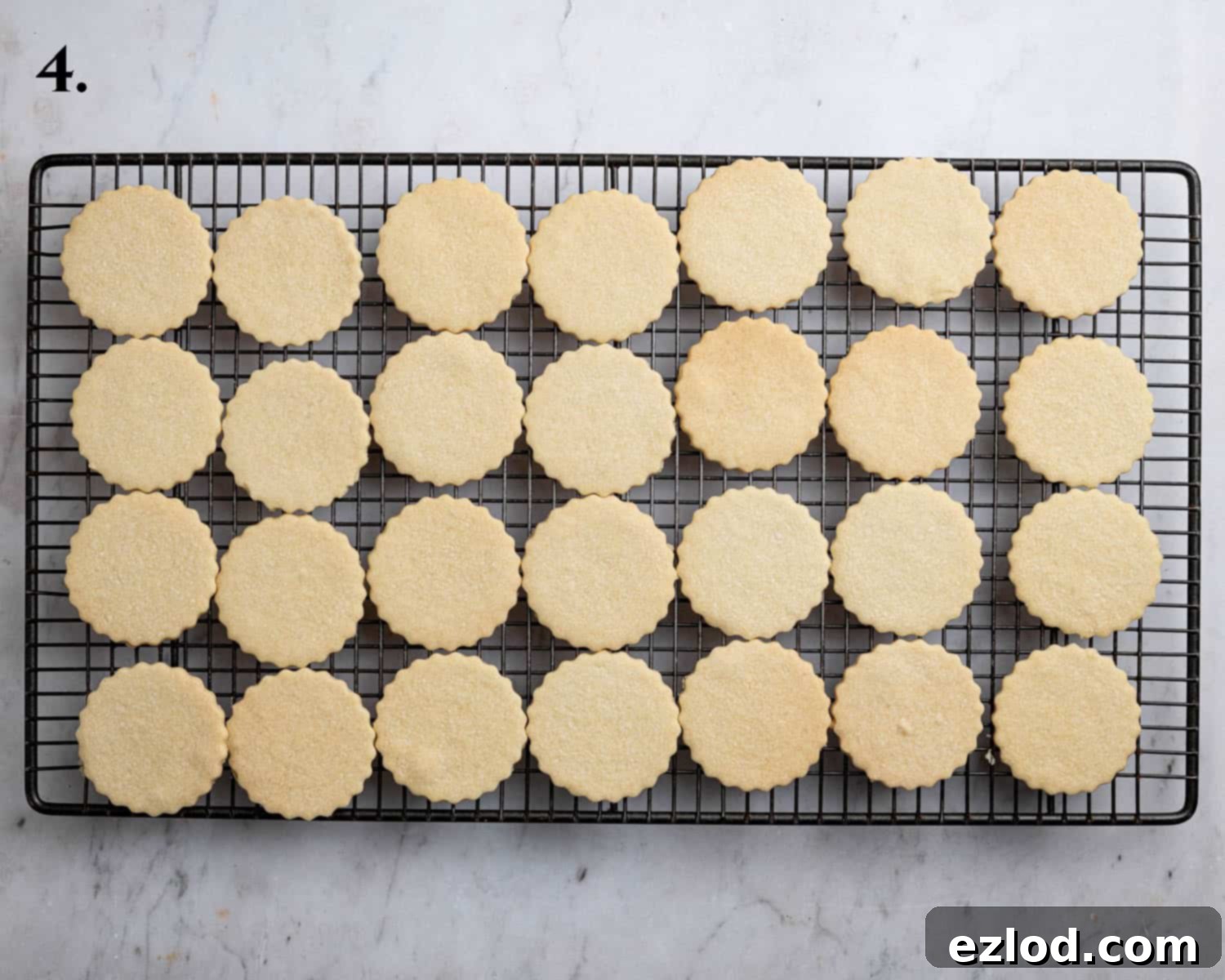 Step 4, the baked biscuits on a cooling rack.