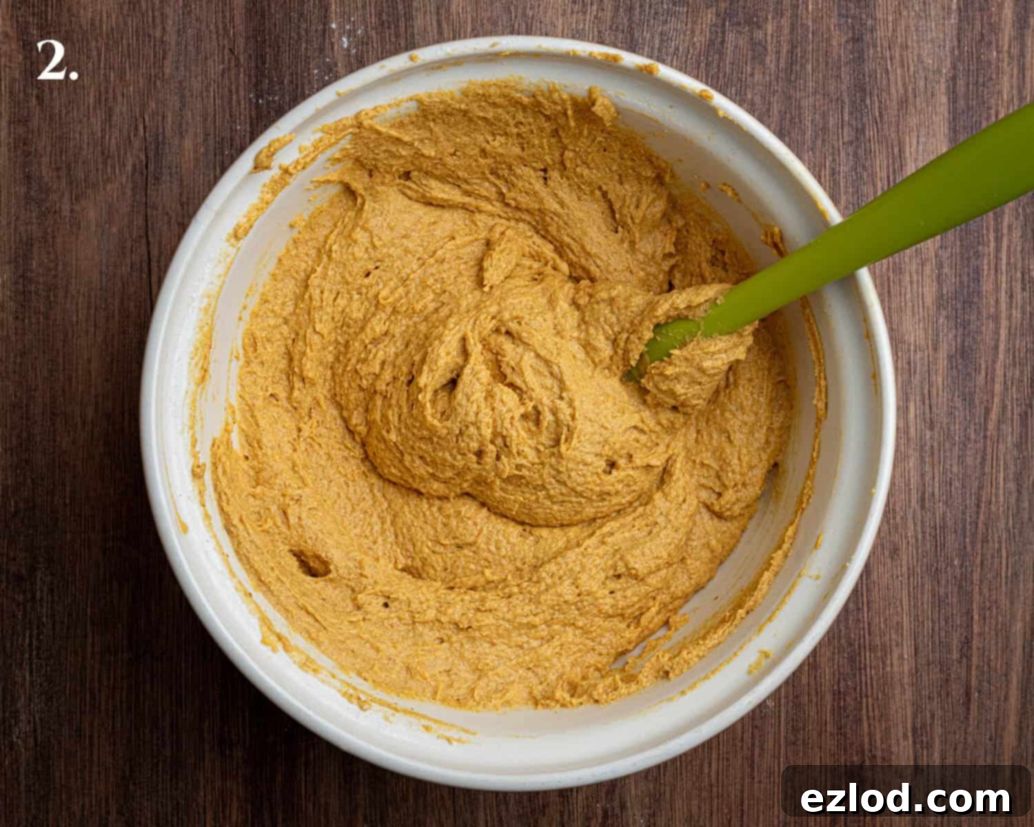 Golden Harvest Vegan Cornbread 6 Step 2, the finished batter in a bowl.