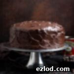 Decadent Vegan Treacle Chocolate Cake 13 Vegan treacle chocolate cake on a silver cake stand with a tin of treacle.