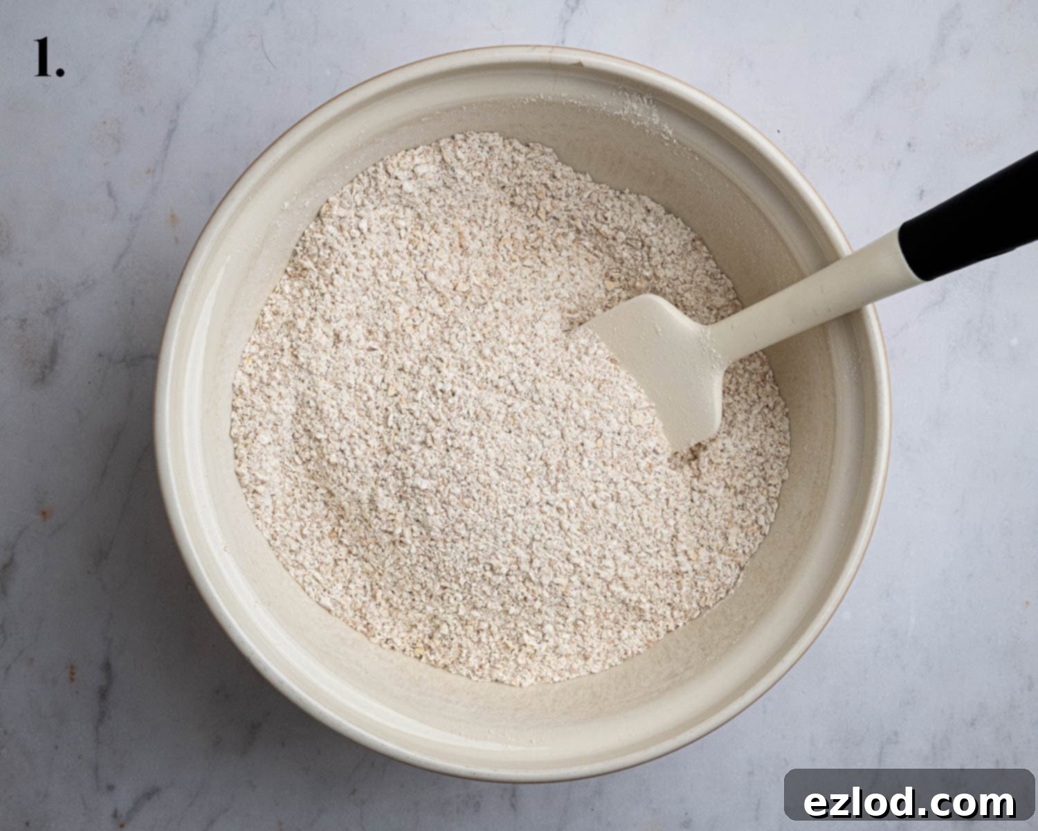 Step 1, the dry ingredients in a bowl.