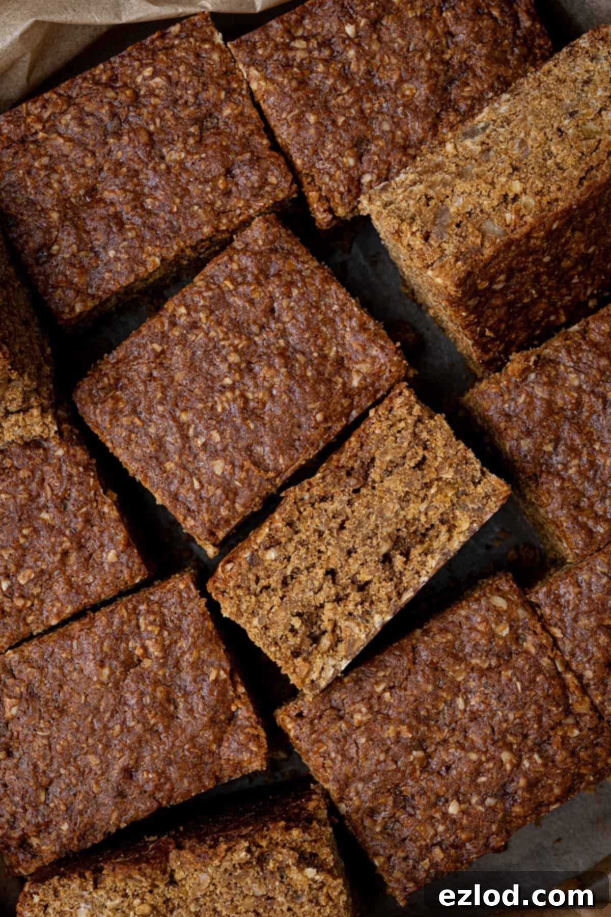 Close up of squares of vegan Thor cake.