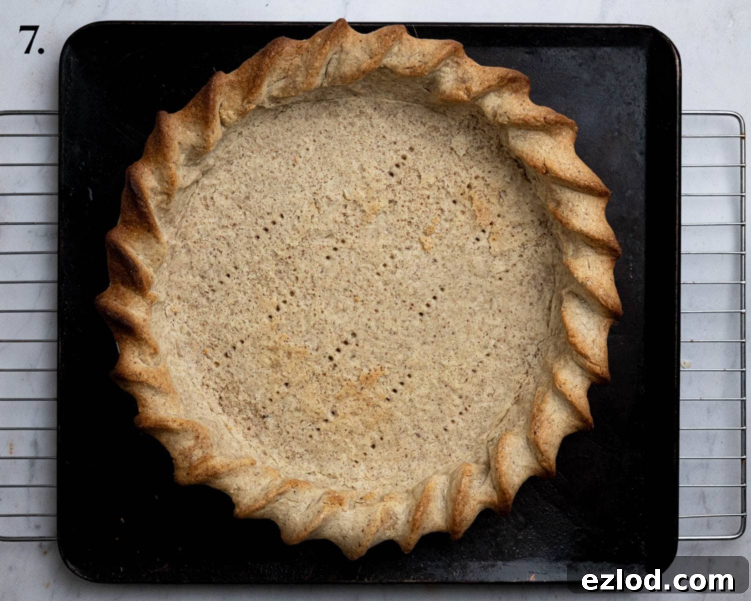 Step 7, the blind baked pastry case.