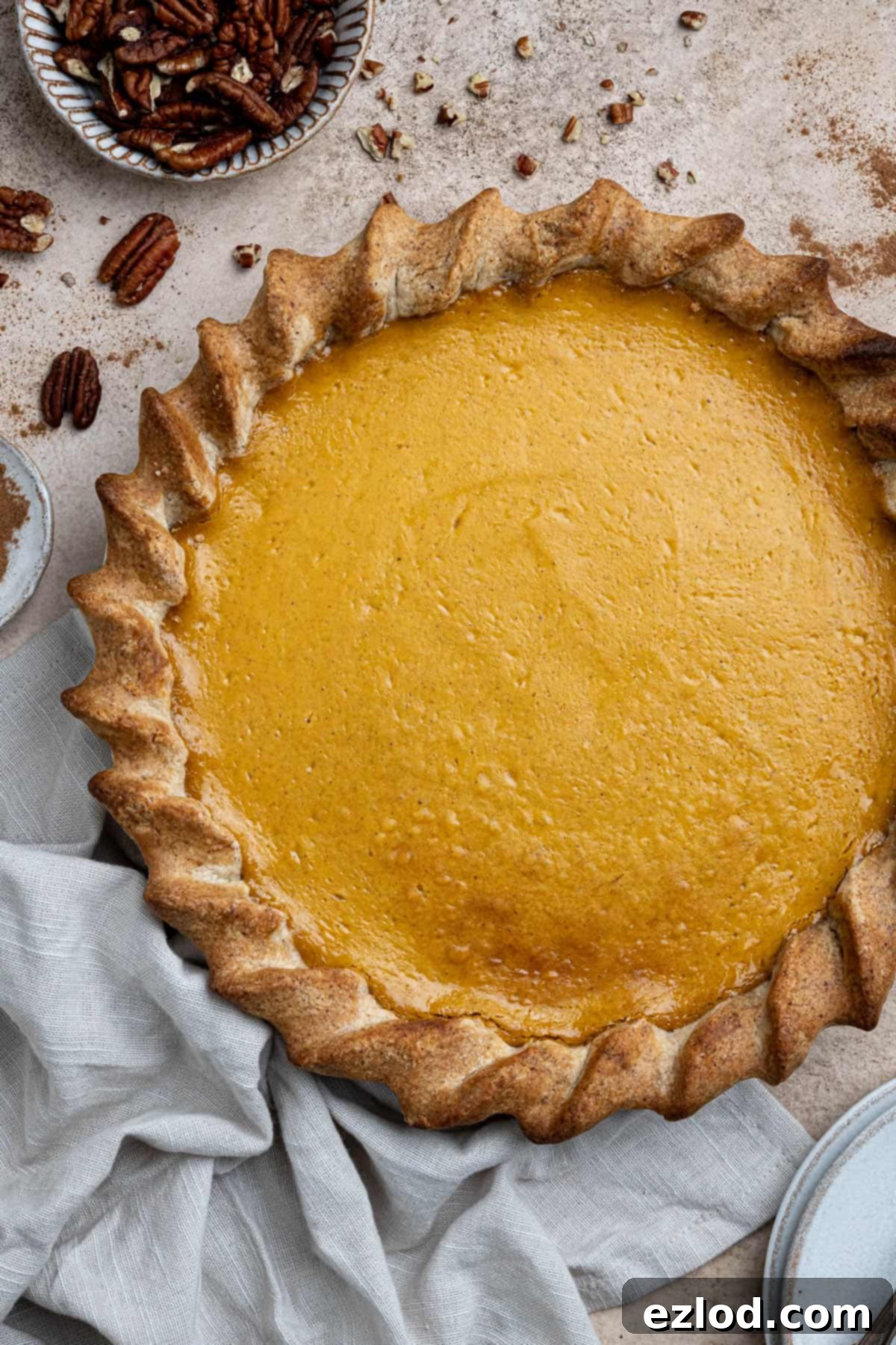 Close up of vegan sweet potato pie.