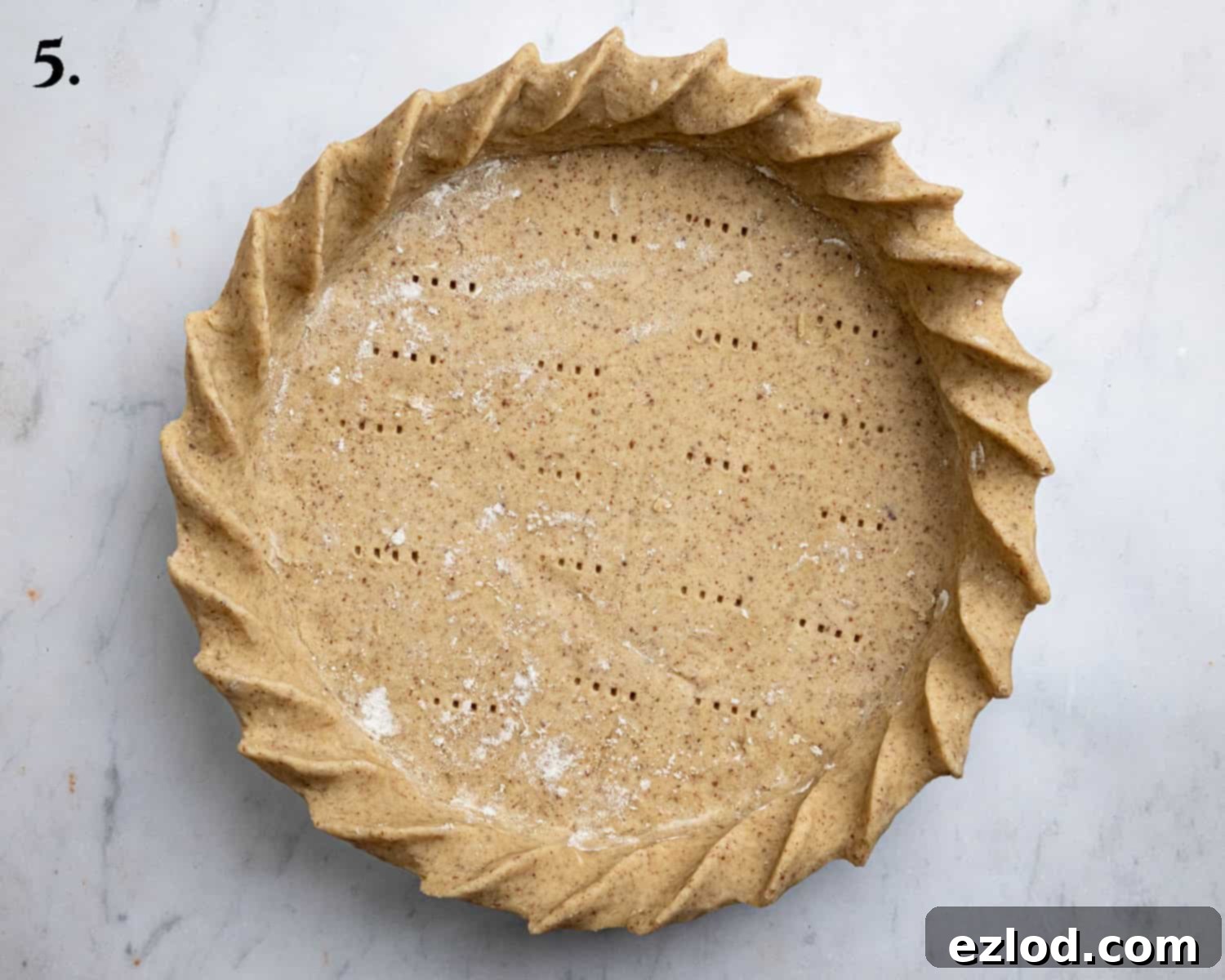 Step 5, the prepared pastry case before baking.