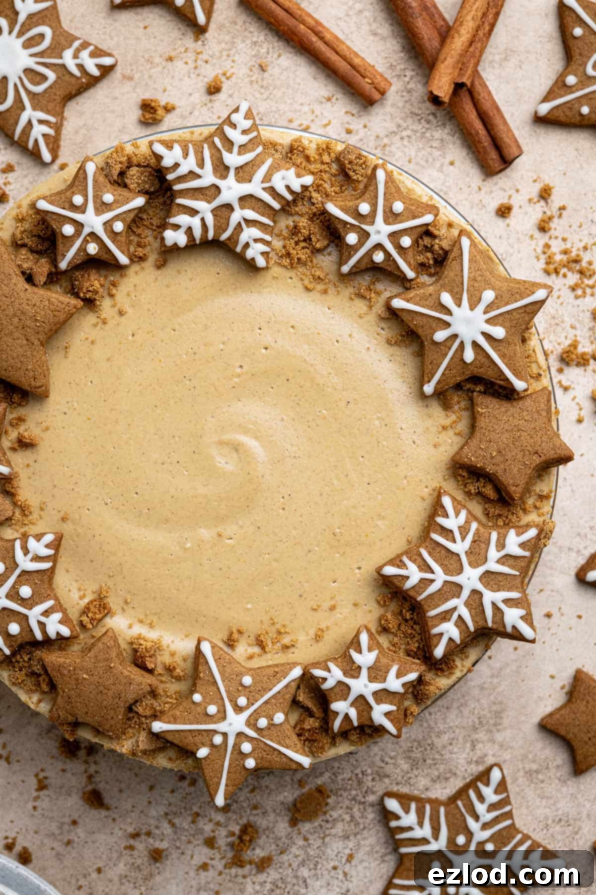 Close up of vegan gingerbread cheesecake.