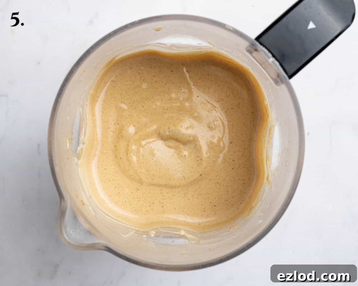 Step 5, the blended cheesecake filling mixture.