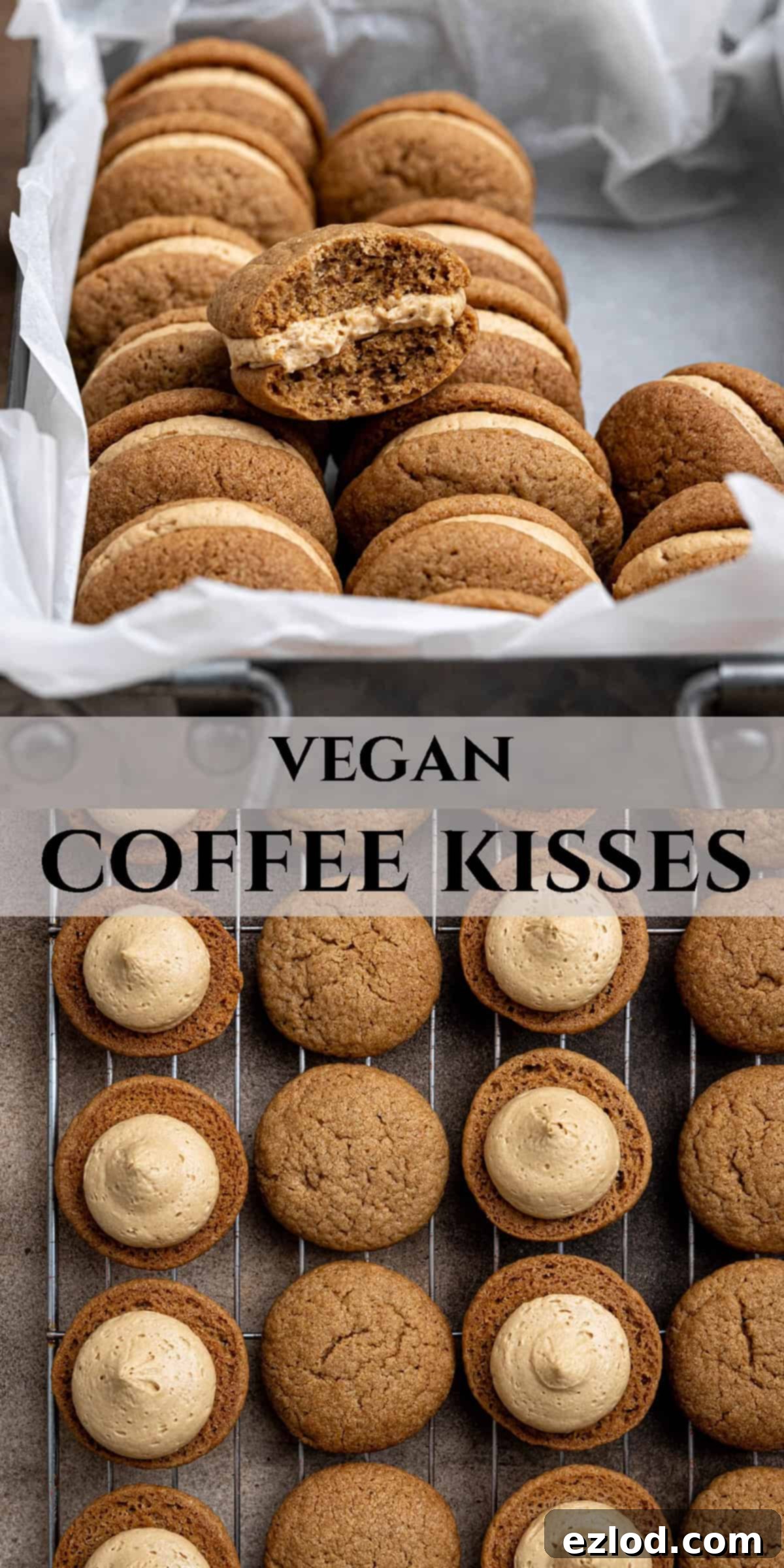 A vibrant Pinterest collage image showcasing delicious vegan coffee kisses, perfect for sharing and inspiring.