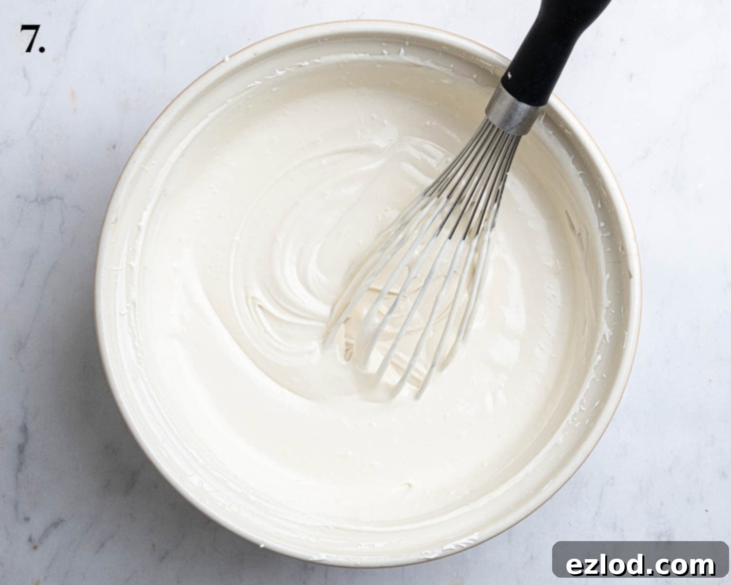 Step 7, the finished cheesecake mixture.