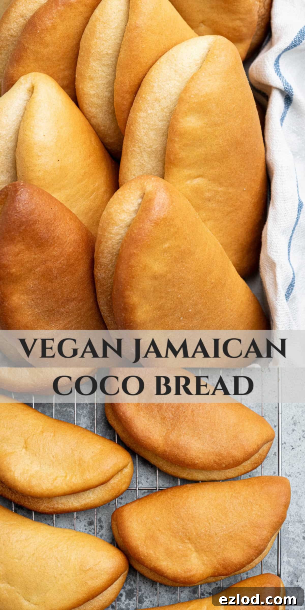 Pinterest collage image for Vegan Coco Bread recipe.