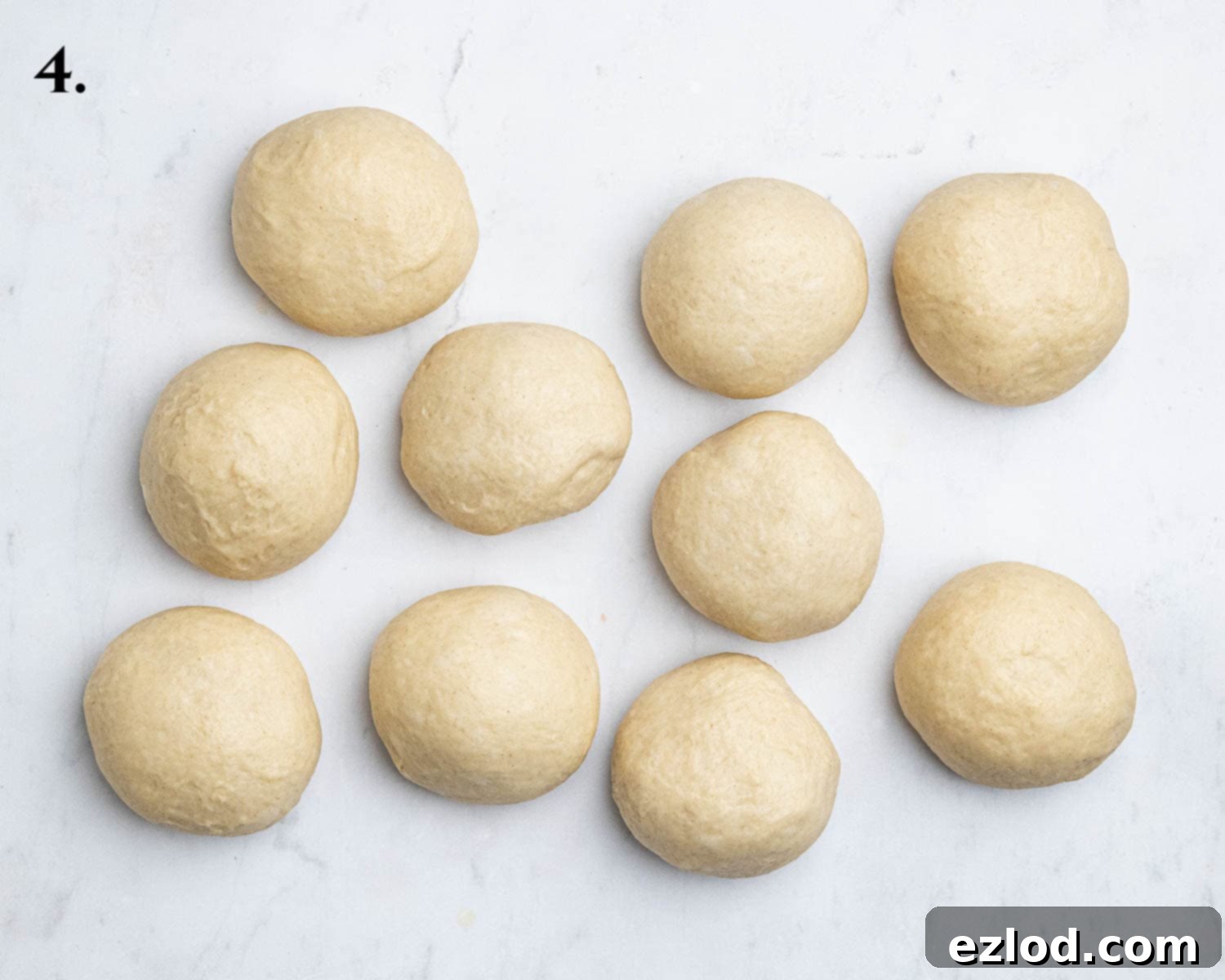Step 4, the dough divided into balls.