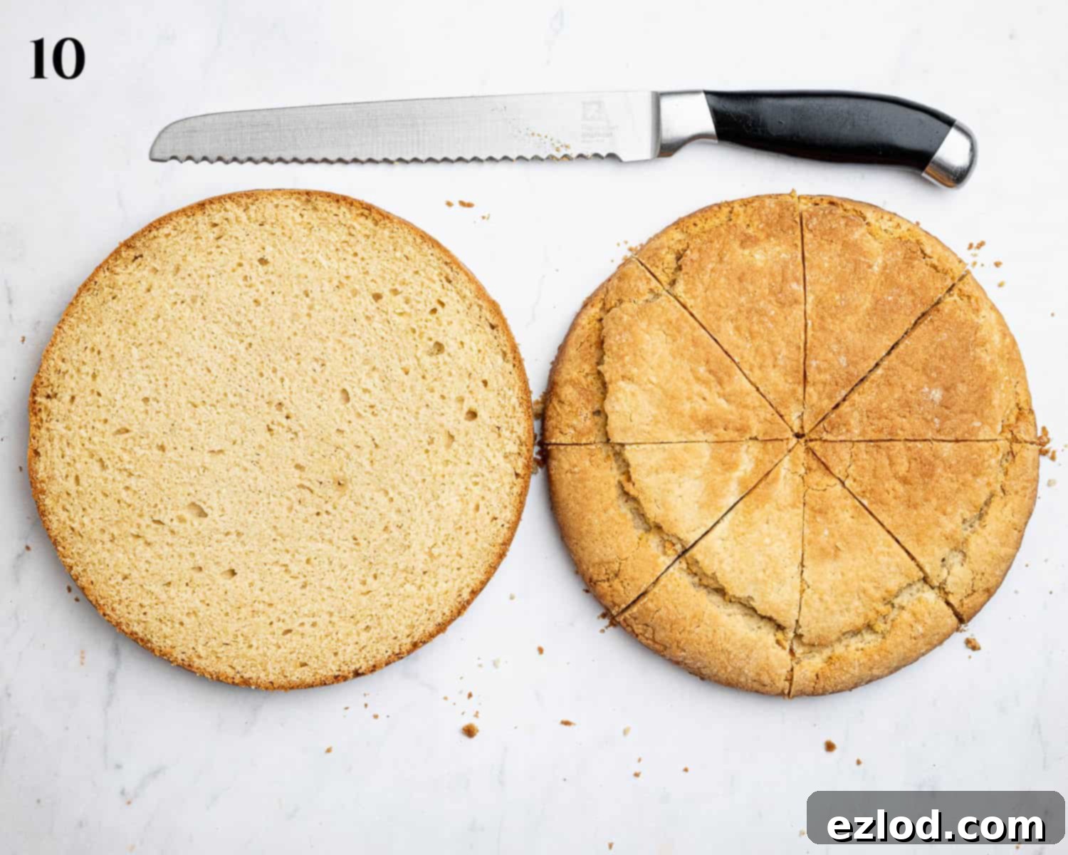 Step 10, the shortcake sliced in half.