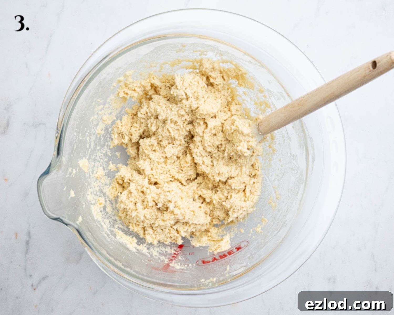 Step 3, the mixed dough in a bowl.