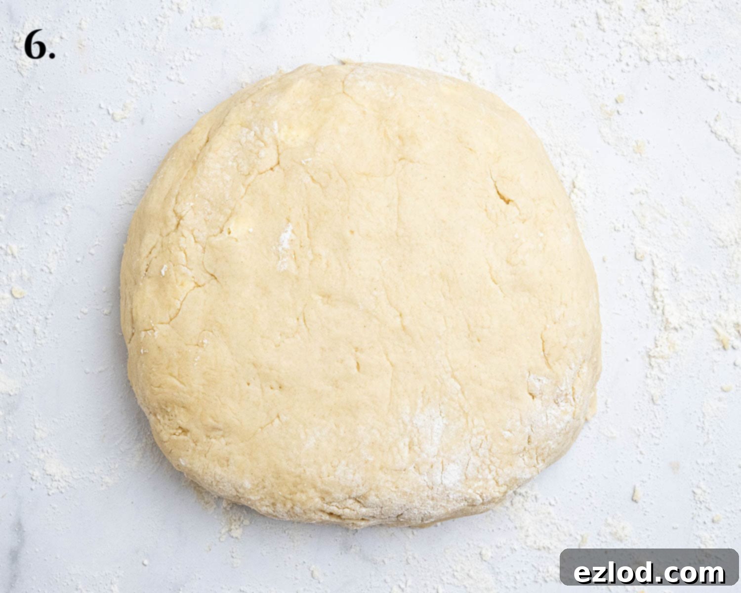 Step 6, the dough shaped into a round.