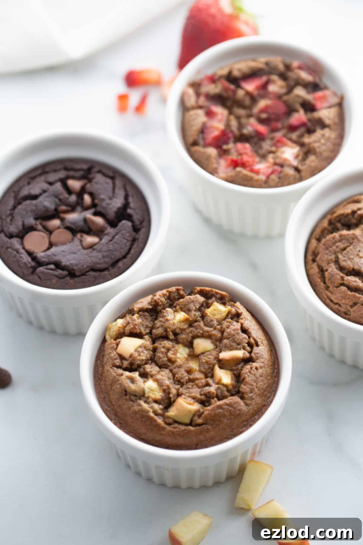 Blender baked oats with different toppings.