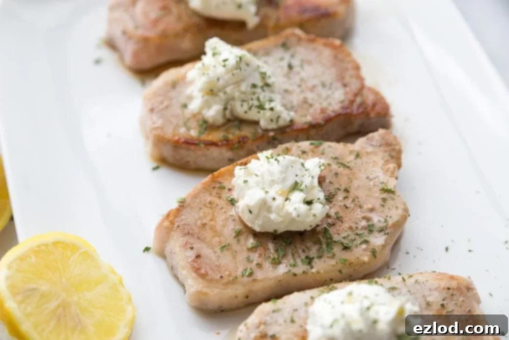 21 Day Fix Pork Chops with Goat Cheese Butter | Confessions of a Fit Foodie