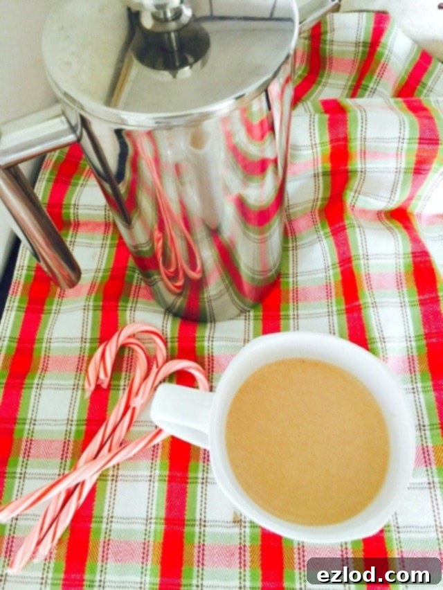 El Gato Malo French Press with a homemade peppermint mocha