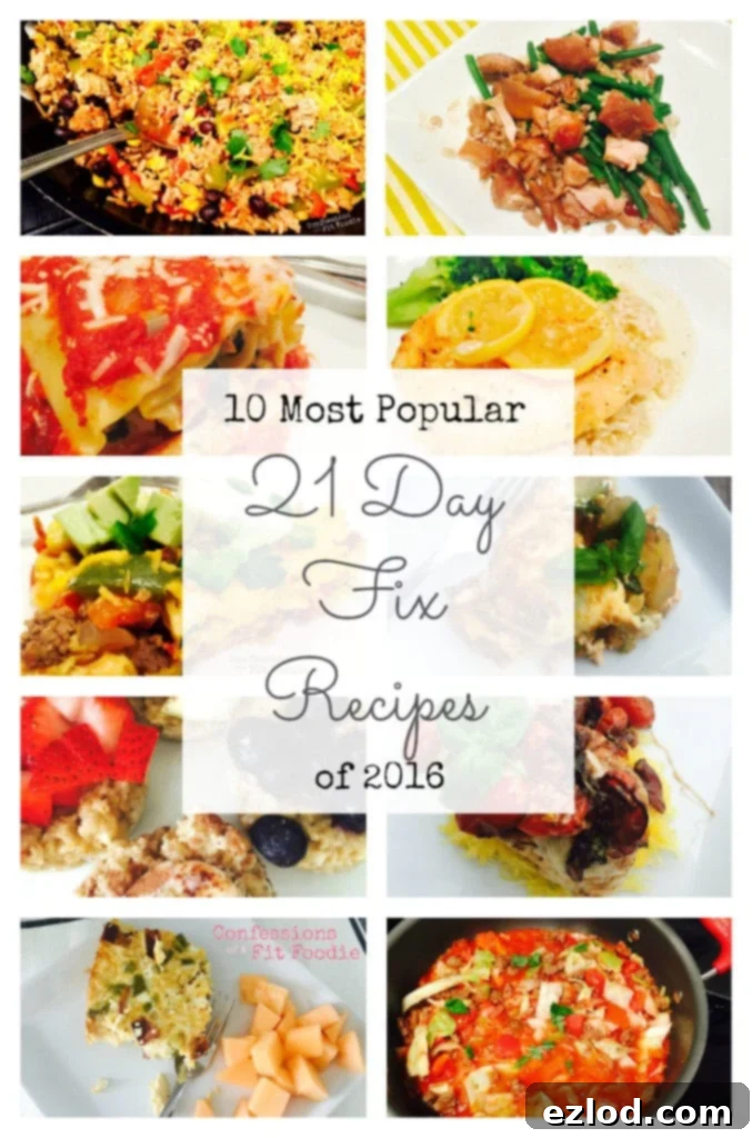 Top 21 Day Fix Recipes from 2016 featuring a collection of vibrant, healthy dishes.