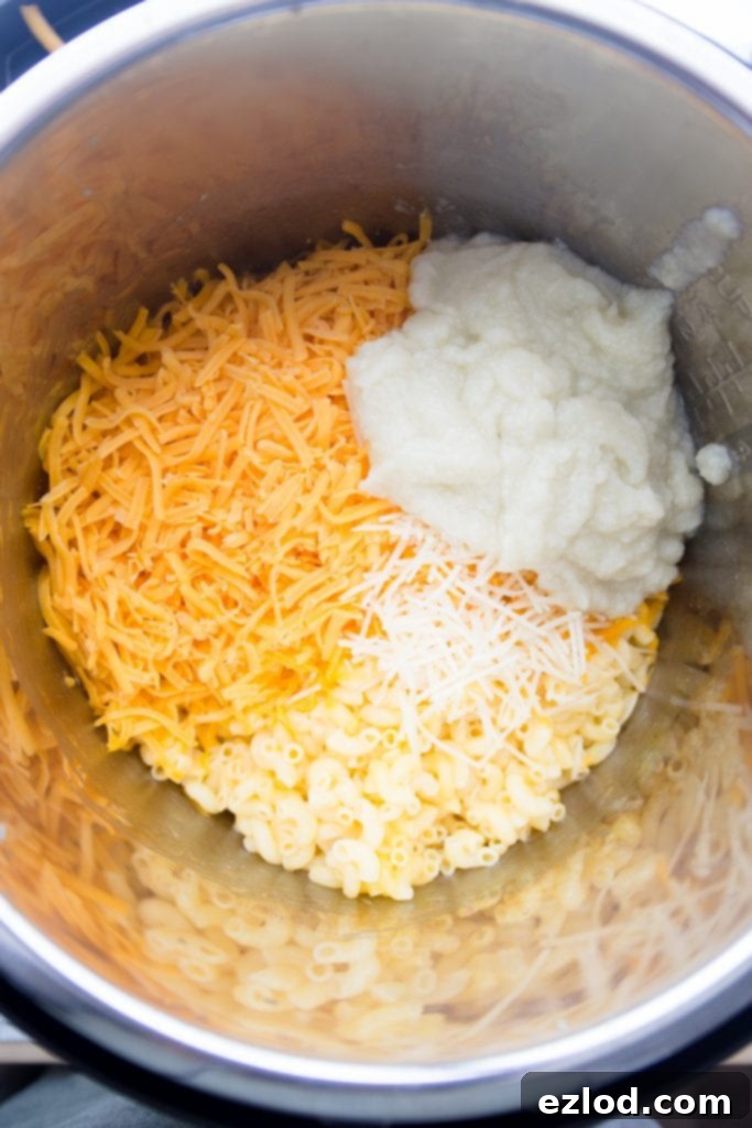 A bowl of Instant Pot Mac and Cheese, visually appealing and ready to be eaten, demonstrating the rich, yellow color of the cheese sauce.