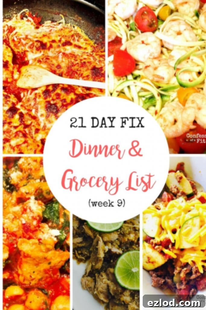 A vibrant, healthy meal spread featuring a variety of dishes suitable for the 21 Day Fix, with a focus on one-skillet and slow cooker meals. Includes fresh vegetables, lean proteins, and colorful ingredients, set on a rustic wooden table.