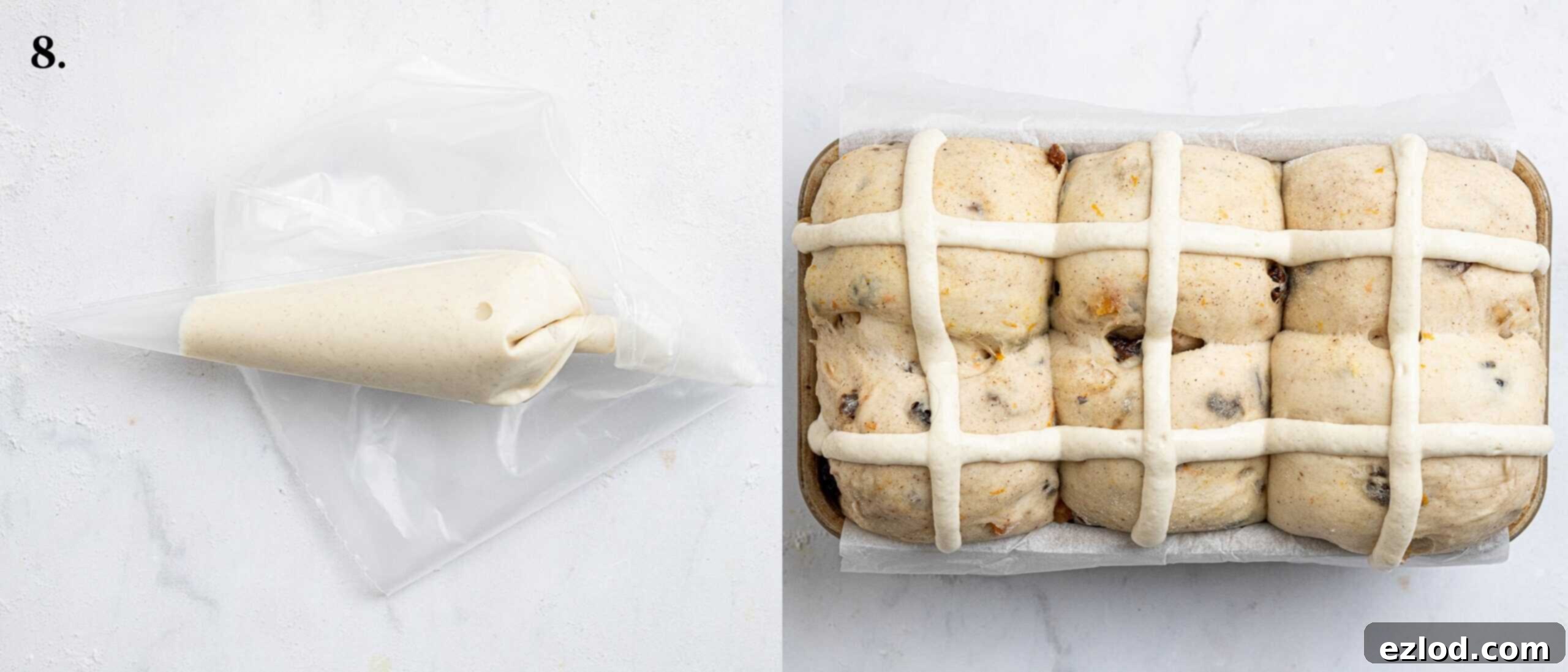 Step 8, a two image collage of making the crosses.