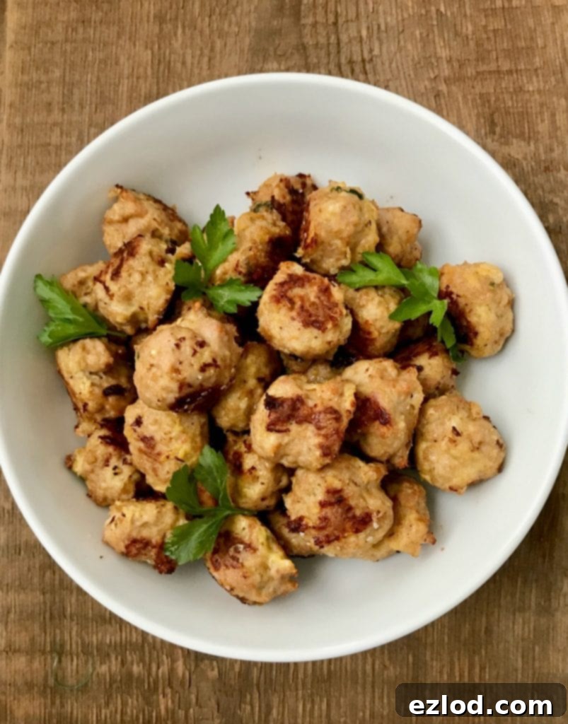 21 Day Fix Make Ahead Meatballs | Confessions of a Fit Foodie, displayed in a casserole dish, ready to be served.