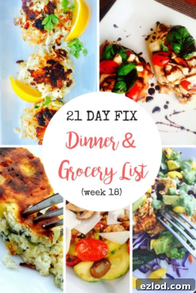 21 Day Fix Meal Plan featuring vibrant, healthy dishes like crab cakes, sausage and veggies, and caprese chicken.