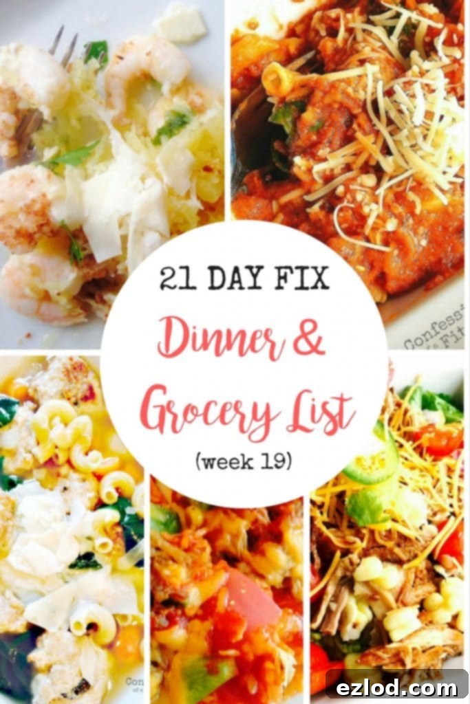 21 Day Fix Dinner Plan with Grocery List