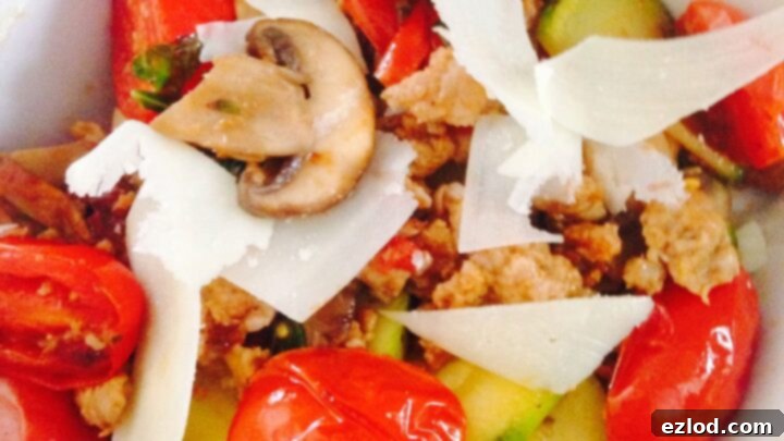 Spicy Sausage and Veggies with zucchini and mushrooms