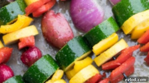 Colorful Rainbow Veggie Kabobs with zucchini