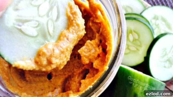 No Bean Pumpkin Hummus with zucchini for dipping