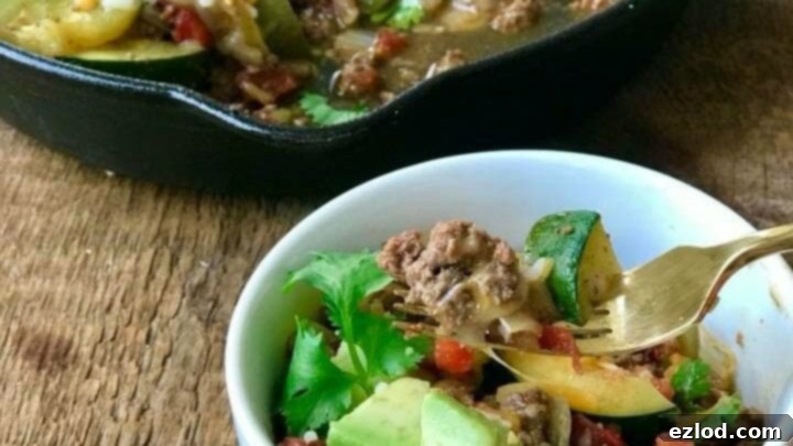 Cheesy Zucchini Taco Skillet in a pan