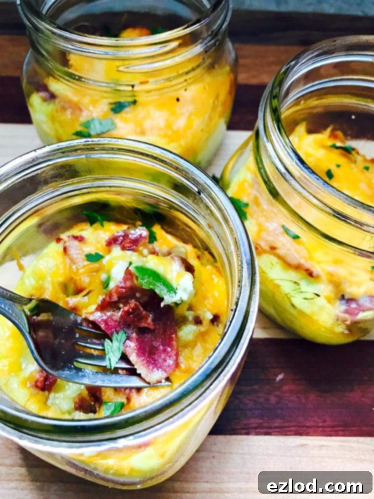 Delicious 21 Day Fix Mason Jar Egg Casserole ready to eat
